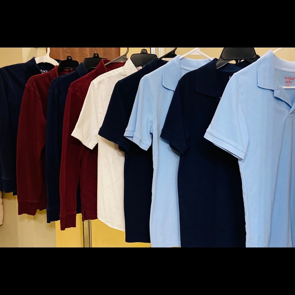 Boys School Uniform 4 Long Sleeves Size XL-14, 5 Short Sleeve L 12/14 Blues,Reds